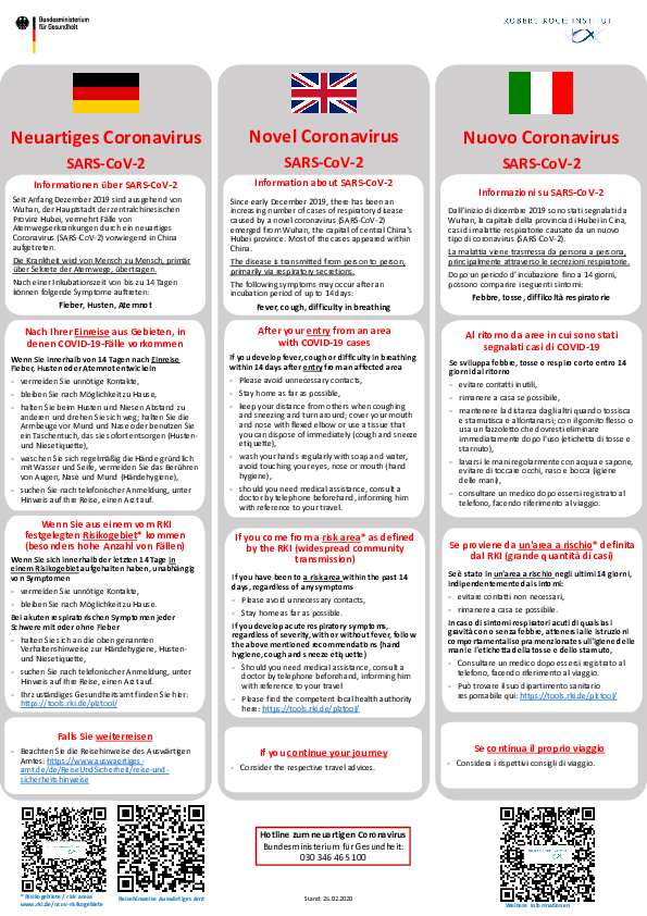 Informationen für Reisende nach Italien